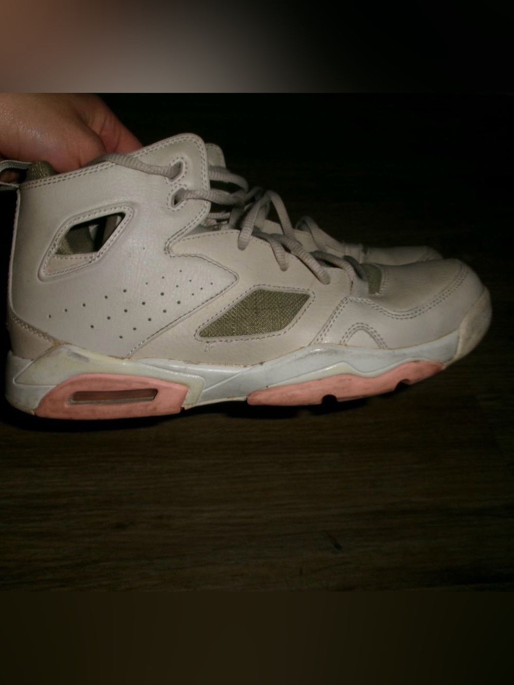 Jordan Women's Olive Green and Pink High-Top Sneakers